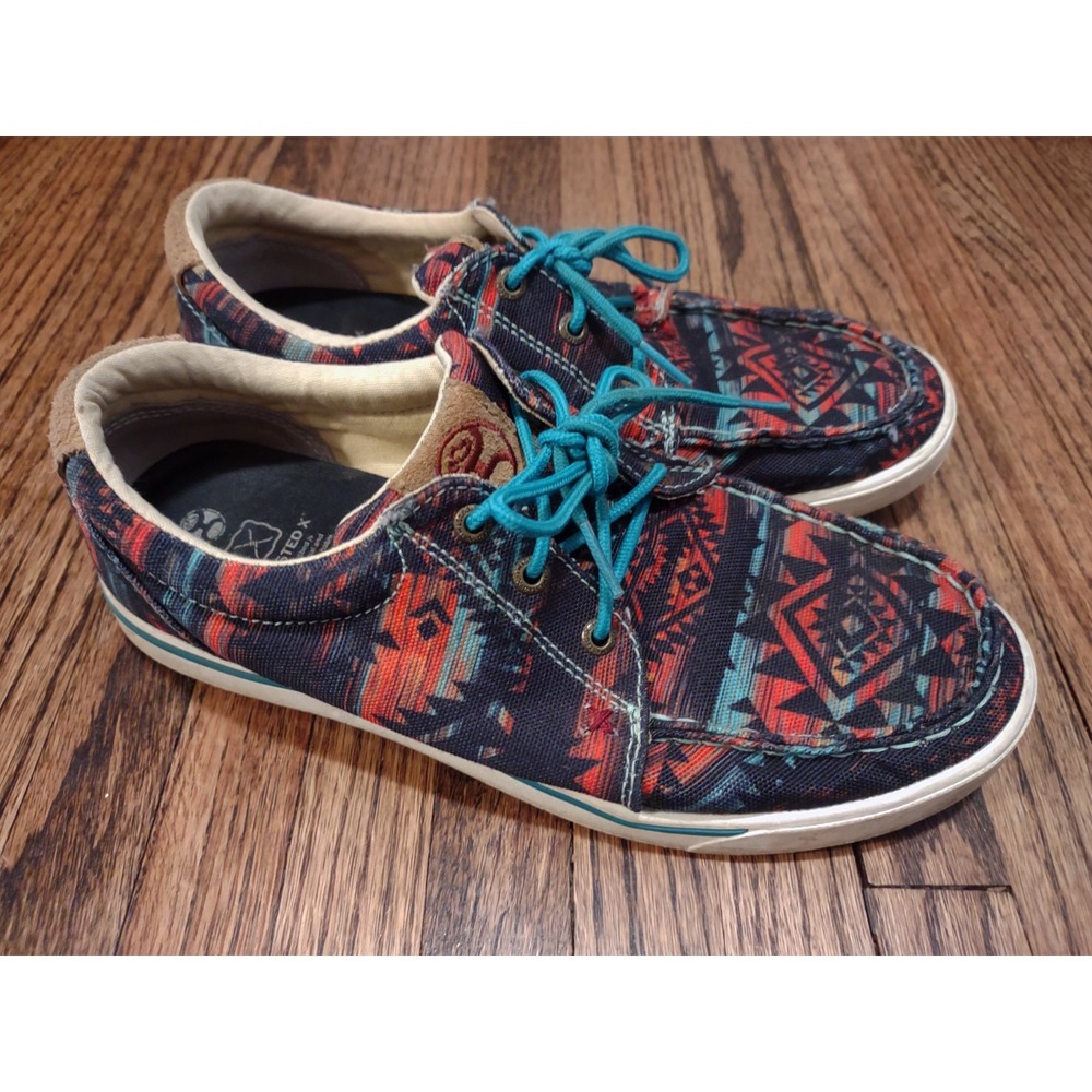 Twisted X Hooey Loper Women 9.5 M Southwestern Aztec Canvas Shoes WHYC019